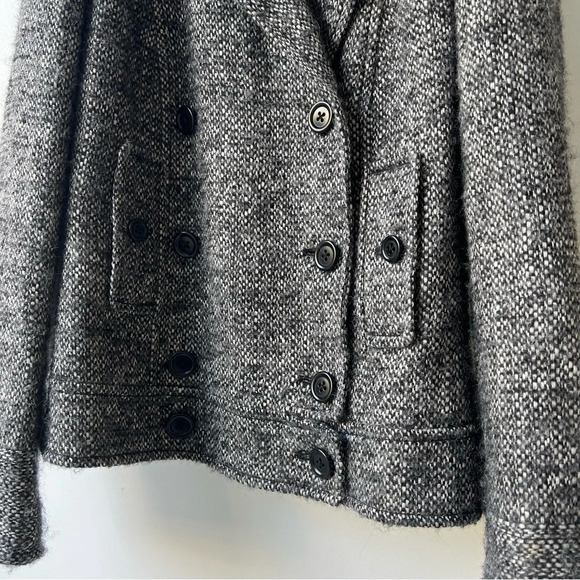 JCrew Tweed Town Double Breasted Peacoat Jacket Wool Blend - Grey - Size 0 - Picture 5 of 10